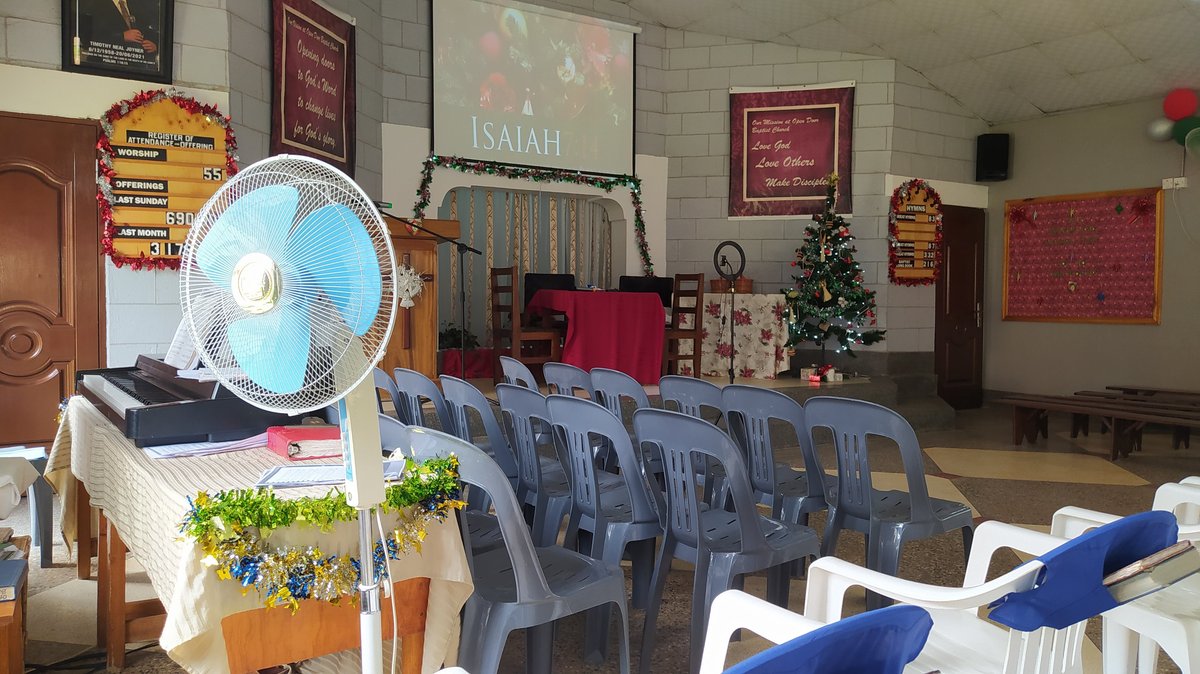 The sanctuary decorated at Christmas
